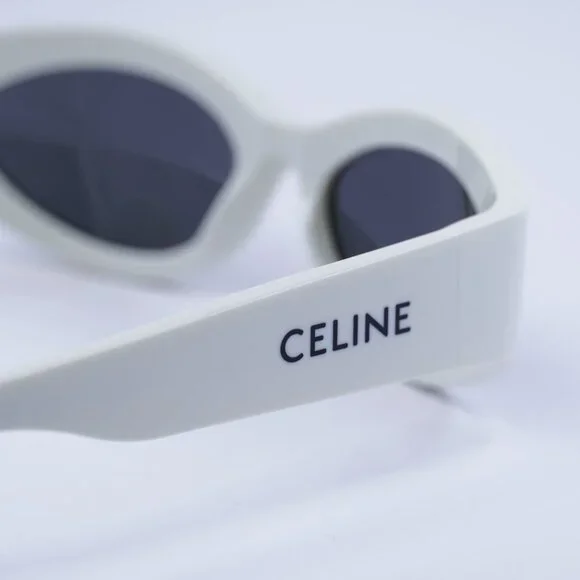 Celine CL40288I 25A MONOCHROMS Sunglasses Ivory Cat Eye Frame, Grey Lenses